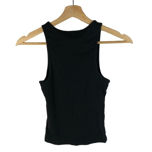 Express Black Ribbed High Neck Tank Top XXS - Picture 3 of 3